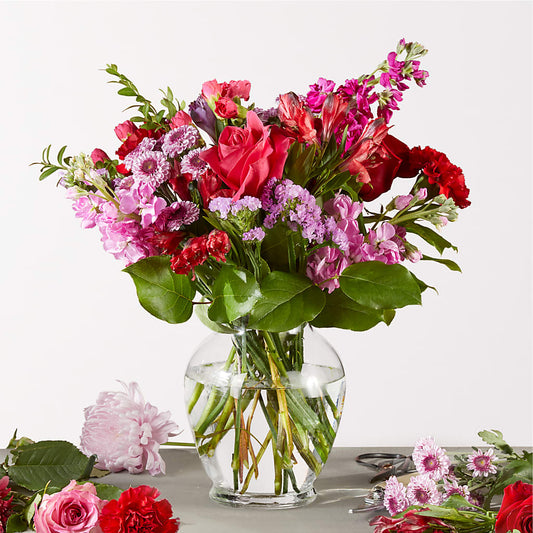Mixed Rose & Carnation Fresh Flower Vase Arrangement
