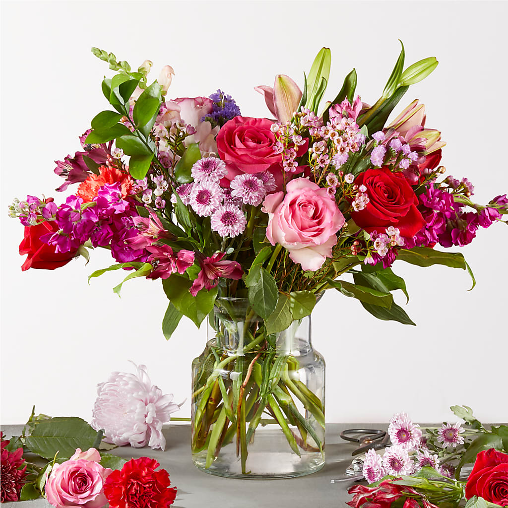 Mixed Rose & Carnation Fresh Flower Vase Arrangement