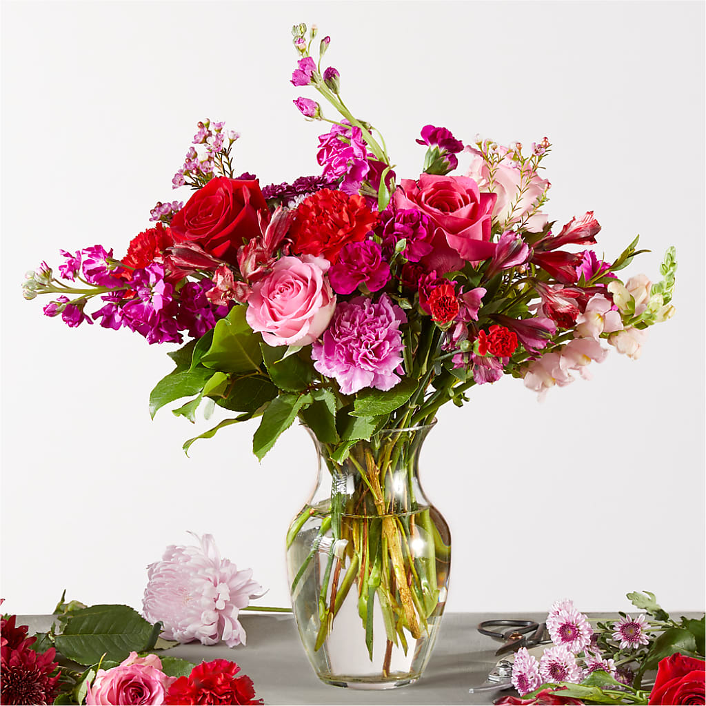 Mixed Rose & Carnation Fresh Flower Vase Arrangement